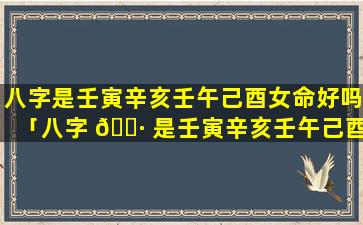 八字是壬寅辛亥壬午己酉女命好吗「八字 🕷 是壬寅辛亥壬午己酉女命好吗对吗」